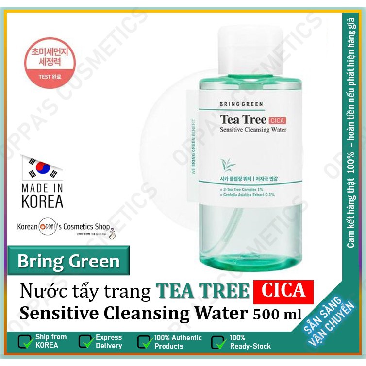 Nước tẩy trang Bring Green Tea Tree Cica Sensitive Cleansing Water 500 ml