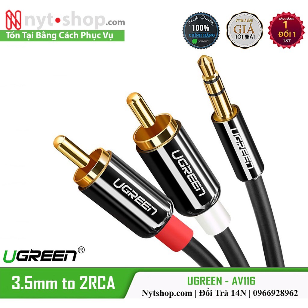 Cáp Audio Chuyển 3.5mm ra 2RCA Cao Cấp UGREEN AV116