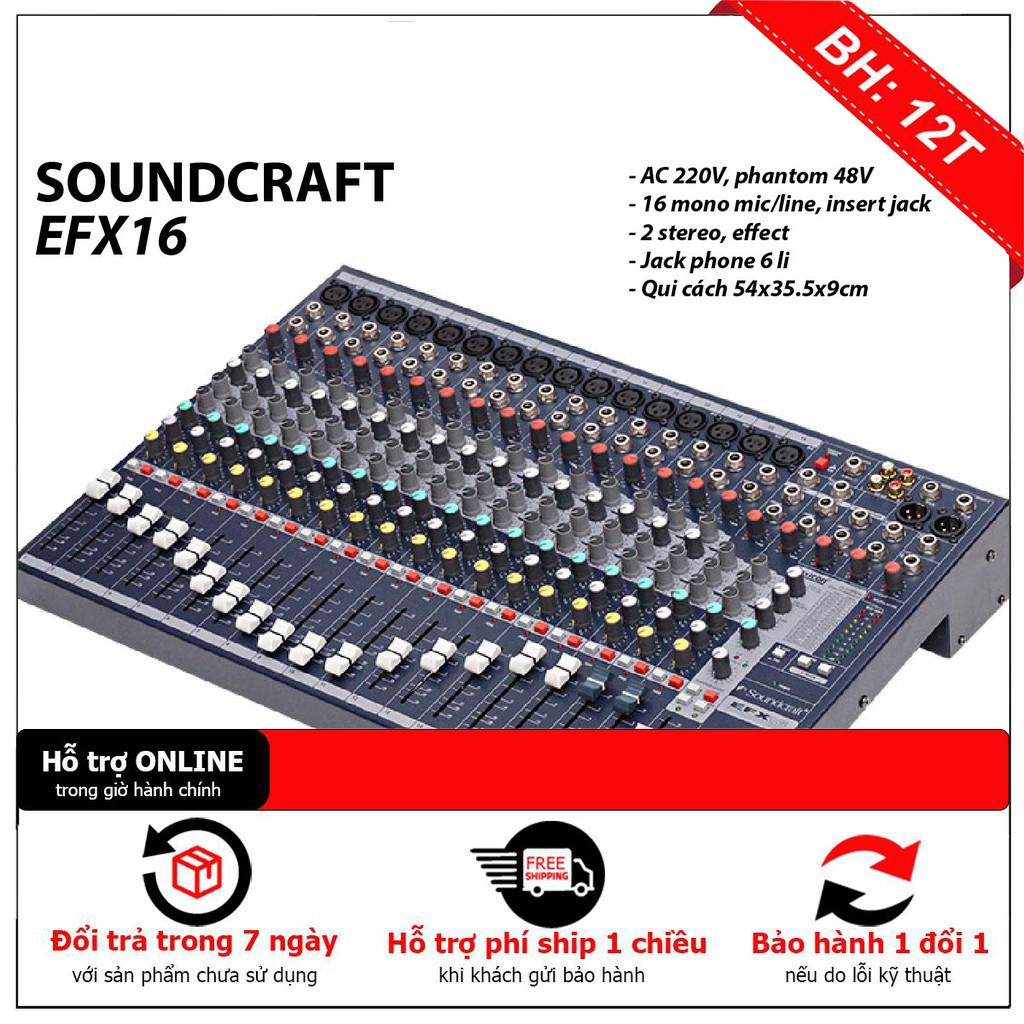 [ Giảm giá 10%] Bàn Mixer Soundcraft EFX16 - hàng chất lượng