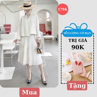 Chân Váy Trắng Xếp Ly Dài Loại 3 Hàng Vn Xuất Xưởng Freeship,Váy Xếp Li Dáng Dài Nhiều Màu Hàng Giá Rẻ Siêu Xinh