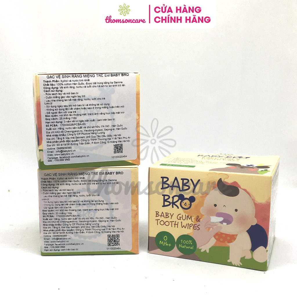 Gạc rơ lưỡi Baby Bro - Nhập khẩu Hàn Quốc - Baby Pro vệ sinh răng miệng cho bé