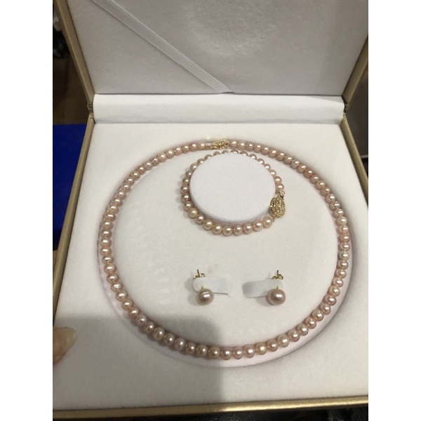 Bộ trang sức màu hồng nude 6-7ly