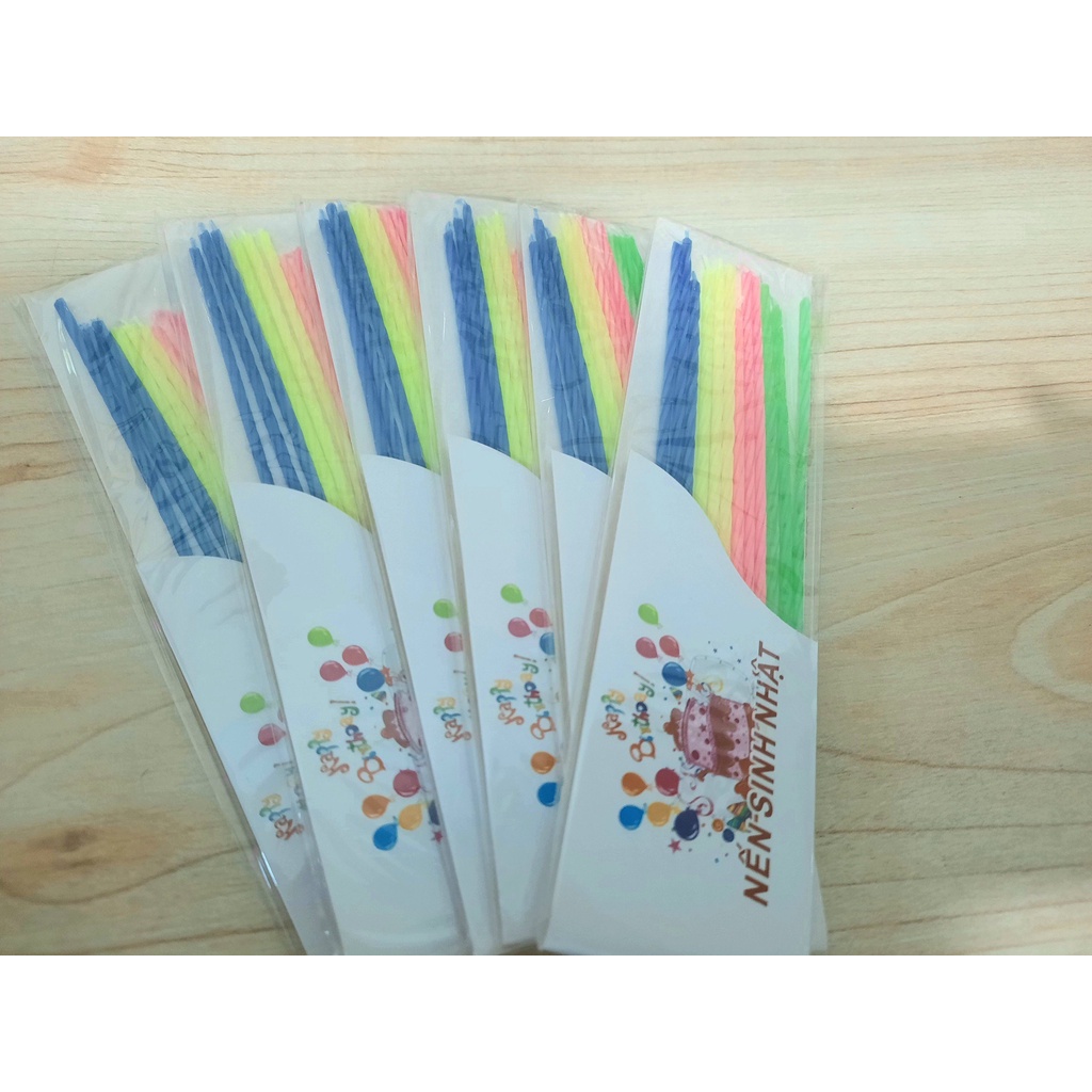 (Thùng 12 hộp x 45 vĩ) Nến tăm sinh nhật giá rẻ trang trí bánh kem