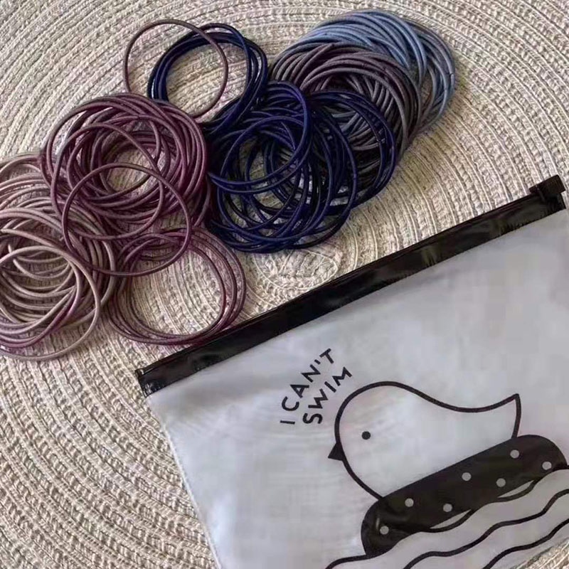 Set 100 Dây Thun Buộc Tóc Co Giãn Nhiều Màu Sắc