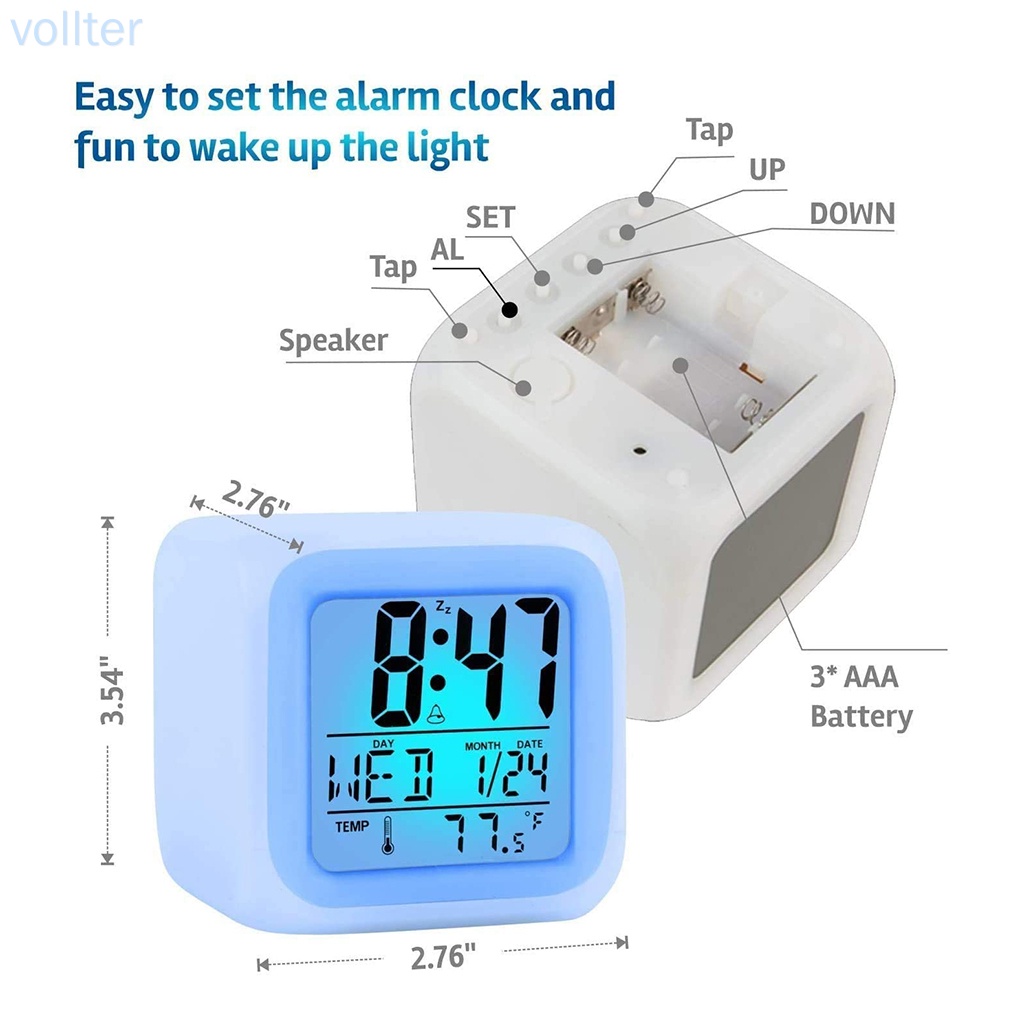Đồng Hồ Báo Thức Kỹ Thuật Số Có Đèn Led Nhiều Màu