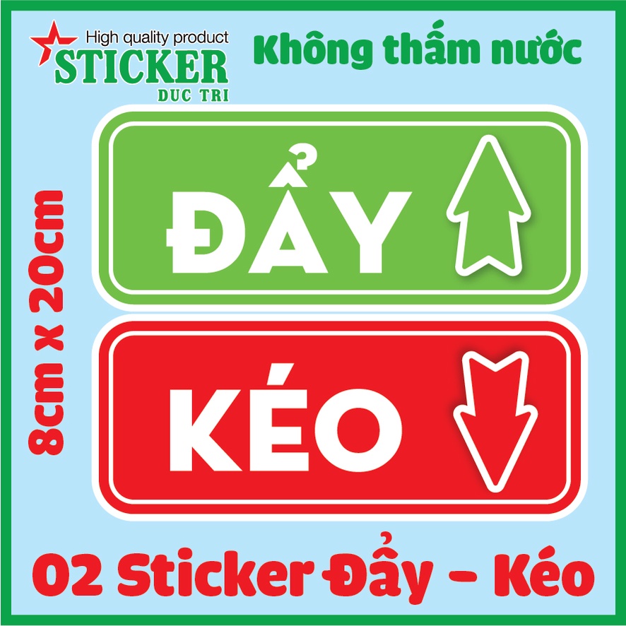 BỘ 2 LOGO STICKER DÁN TEM MŨI TÊN KÉO SANG HAI BÊN TRÁI PHẢI, DÁN CỬA LÙA, CỬA ĐẨY, CỬA KÉO...