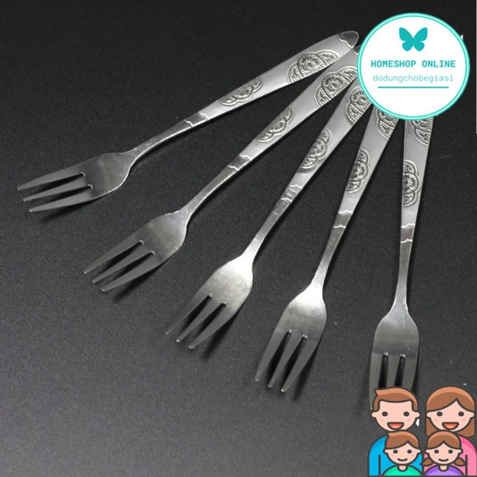 Set 5 cái Dĩa Inox Đẹp Giá Tốt, Nĩa inox 3 chân sáng bóng bền đẹp ăn hoa quả trái cây bánh kem