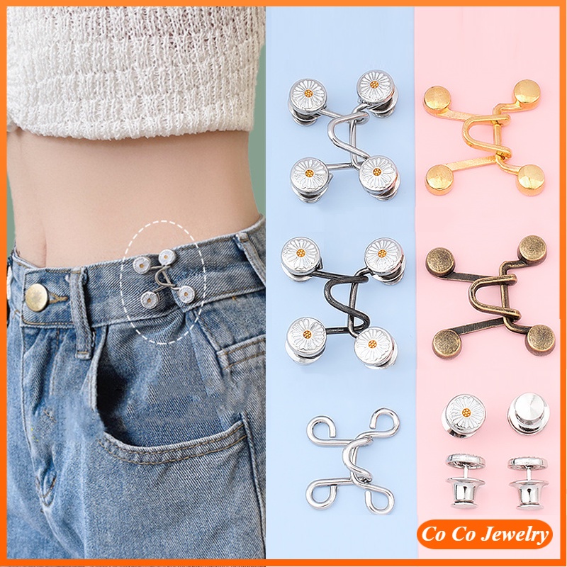 No Thắt Lưng Không Cần Đóng Đinh Có Thể Tháo Rời Cho Quần Jean Nam Và Nữ Kéo Dài Cỡ Lớn Để Điều Chỉnh Nút Kim Loại Cocojeelry