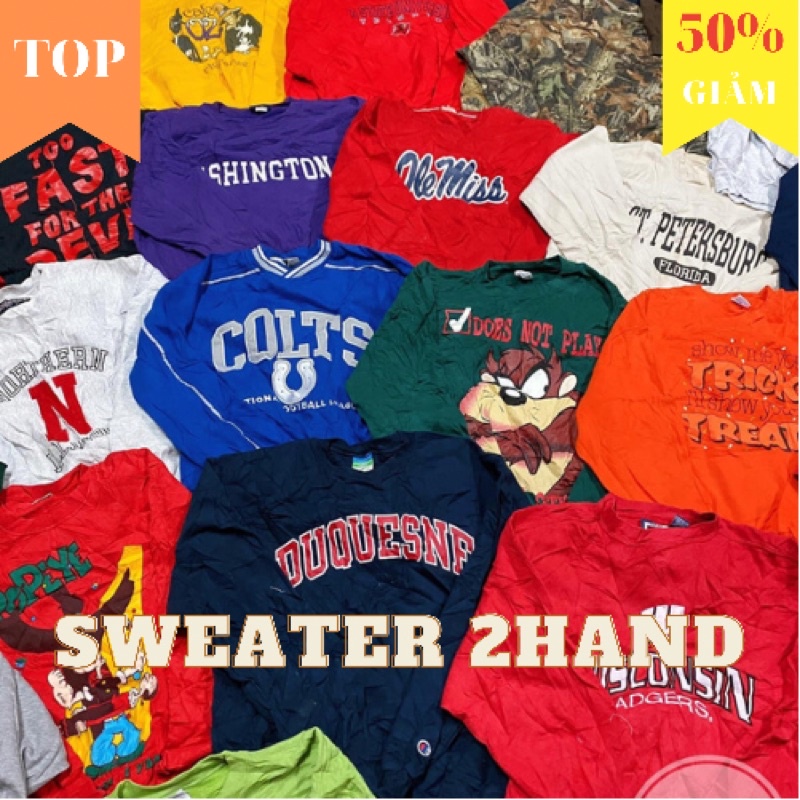 Sweater 2Hand Mỹ -Hàn độ mới trên 90% Chọn màu ngẫu nhiên MỤI 2HAND