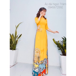Áo dài lụa may sẵn in 3D (kèm ảnh thật)