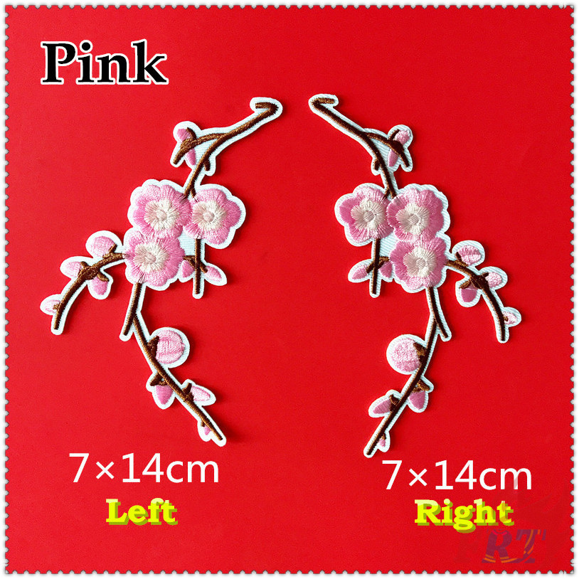 ✿ Sticker Ủi Thêu Hình Hoa Mận 6 Màu ✿ 1 Miếng Dán Ủi Quần Áo Hình Trái Tim