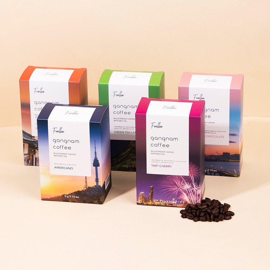 Hộp 10 Gói Cà Phê Giảm Cân HƯƠNG TRÀ XANH Foellie Gangnam Coffee 14g x 10 - Green Tea Tatte