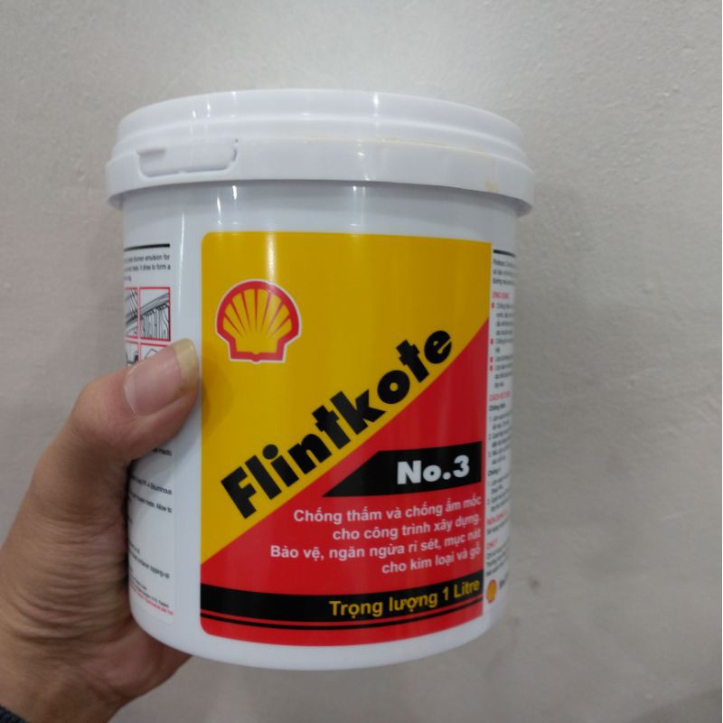 Sơn Chống Thấm Bể Cá Koi SHELL FLINTKOTE - Hộp 1L và 3.5L - Sơn Đen Chính Hãng FLINKOTE No.3 Thái Lan