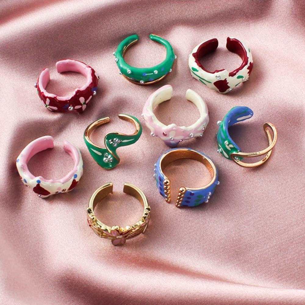 Nhẫn Hở Handmade Bằng Kim Loại Hình Hoa / Trái Tim Có Thể Điều Chỉnh Cho Nam