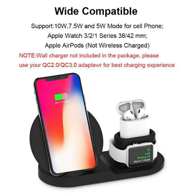 Đế sạc không dây N30 3in1 10W : Phone + Apple Watch + airpod