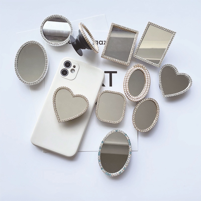 Giá đỡ điện thoại hình gương đính kim cương thích hợp cho Samsung Iphone Oppo Vivo Huawei