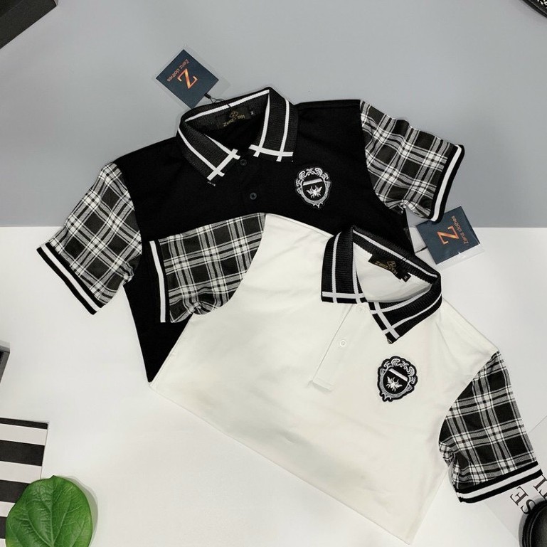 Áo thun nam ngắn tay cổ polo ngắn tay gia srer cao cấp mix caro vải cotton co giãn chất đẹp form regular VBSHOP005
