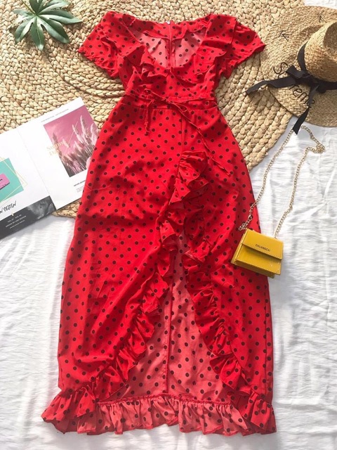 ĐẦM MIDI CHẤM BI XẺ TÀ