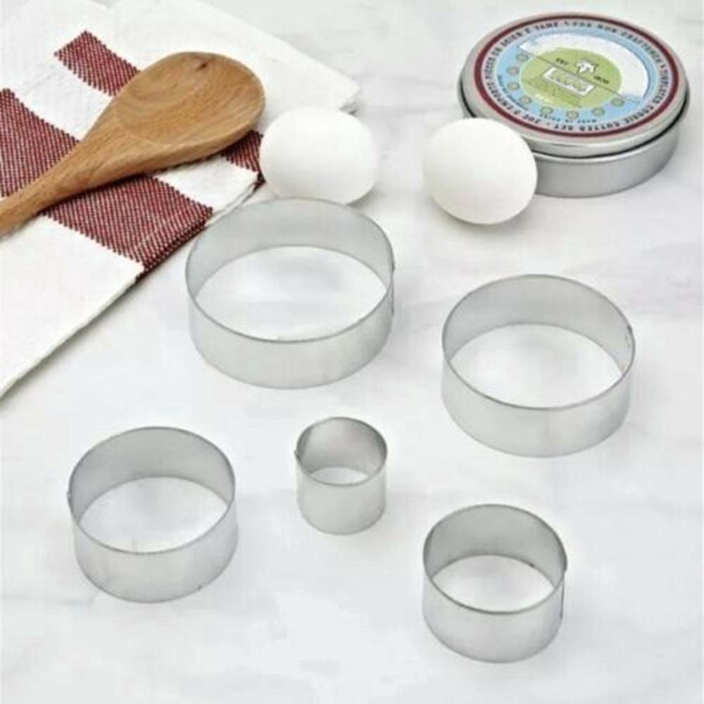 Bộ 5 Khuôn Làm Bánh Hình Tròn Mini Bằng Thép Không Gỉ