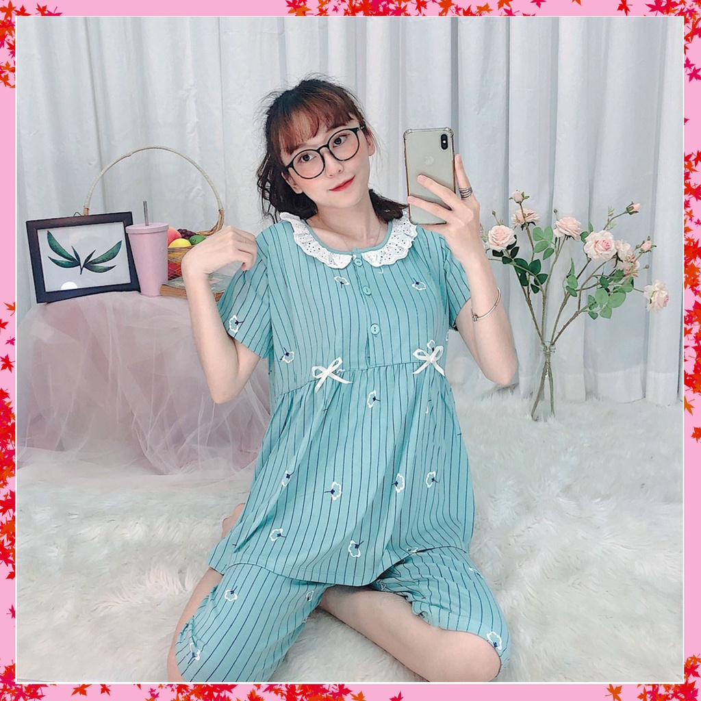 Bộ bầu - bộ sau sinh - chất liệu cotton - kiểu mới thời trang ( sọc bông - lửng )