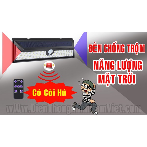Đèn Chống Trộm Có Còi Hú Sử Dụng Năng Lượng Mặt Trời