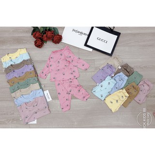 Bộ dài tay thun lạnh hình gấu cho bé 6-16kg