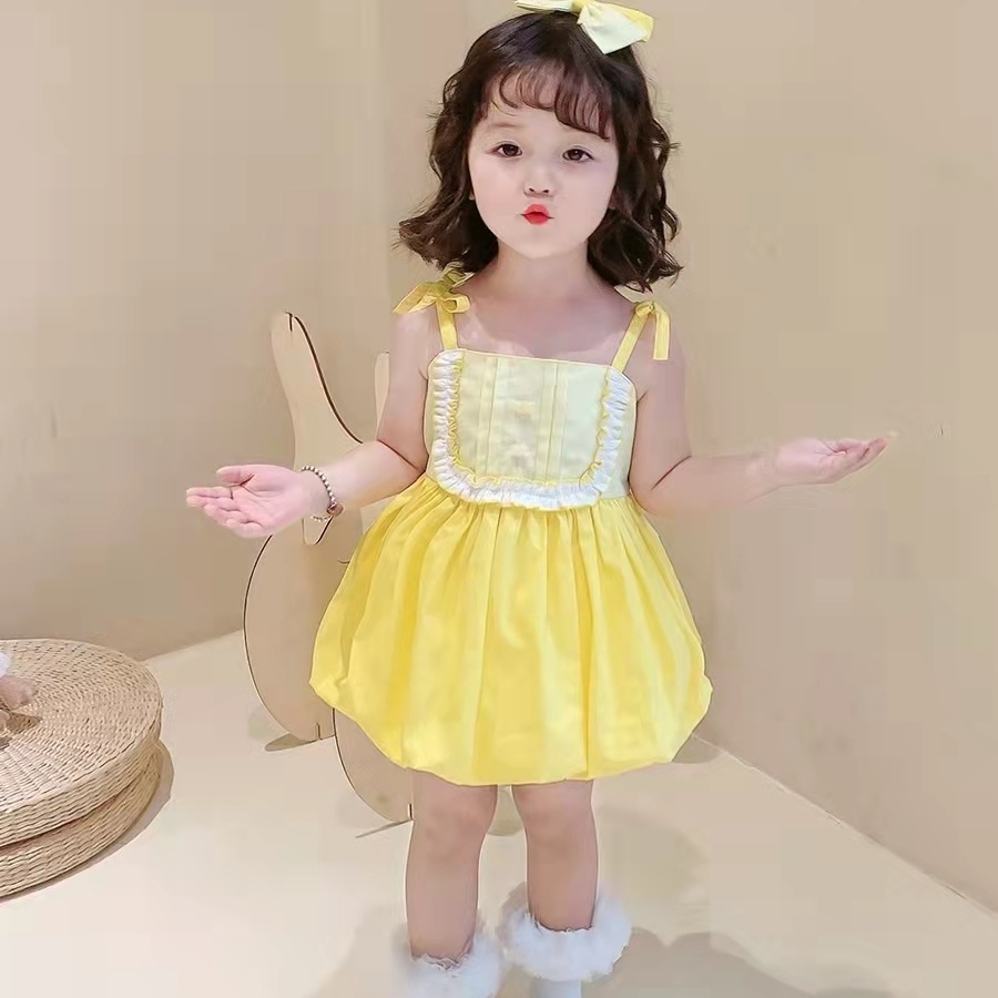 Đầm Hai Dây Thời Trang Mùa Hè 2022 Dễ Thương Cho Bé Gái