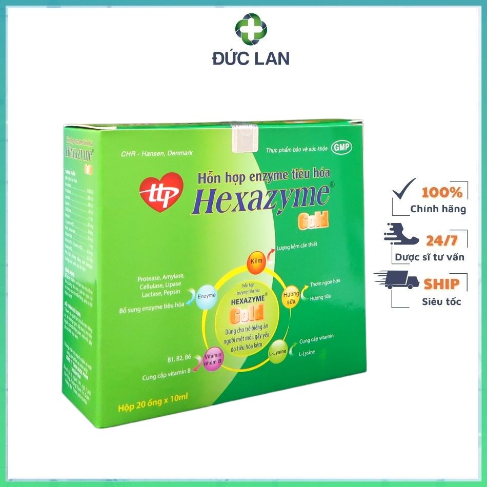 ỐNG UỐNG MEN TIÊU HOÁ HEXAZYME GOLD HỖ TRỢ GIẢM KHÓ TIÊU, ĐẦY BỤNG VÀ CẢI THIÊN ĐỀ KHÁNG