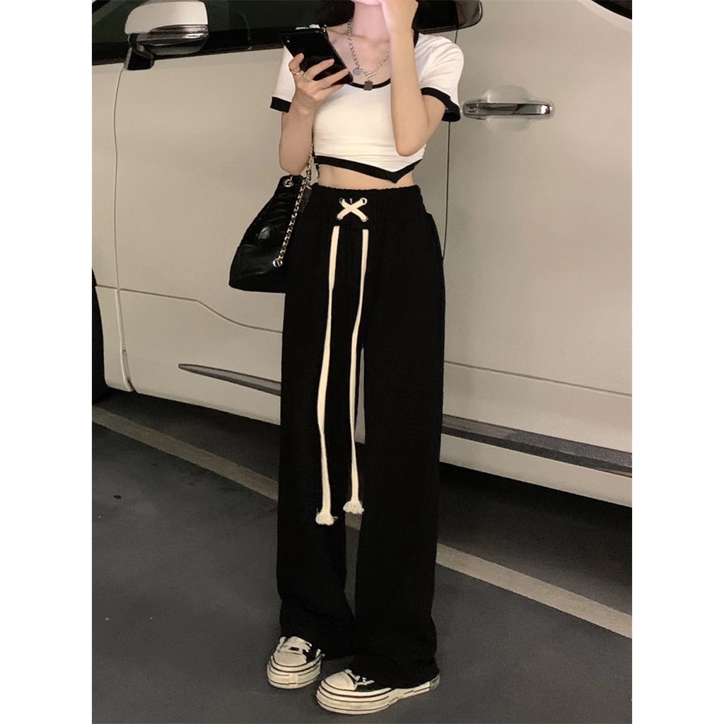 UIOWOO  Bộ Áo Thun + Quần Lưng Cao Phong Cách Thể Thao Thời Trang Cho Nữ