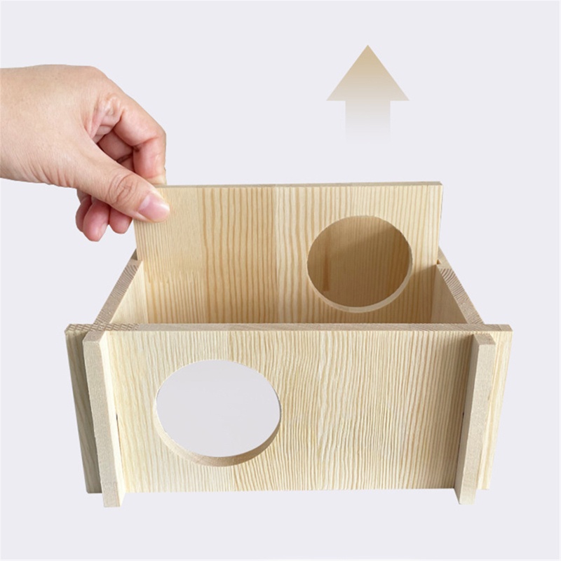 Thùng gỗ nhà ở nơi ẩn náu với 2 buồng cho động vật nhỏ chuột hamster/ chuột chinchillas/ chuột lang