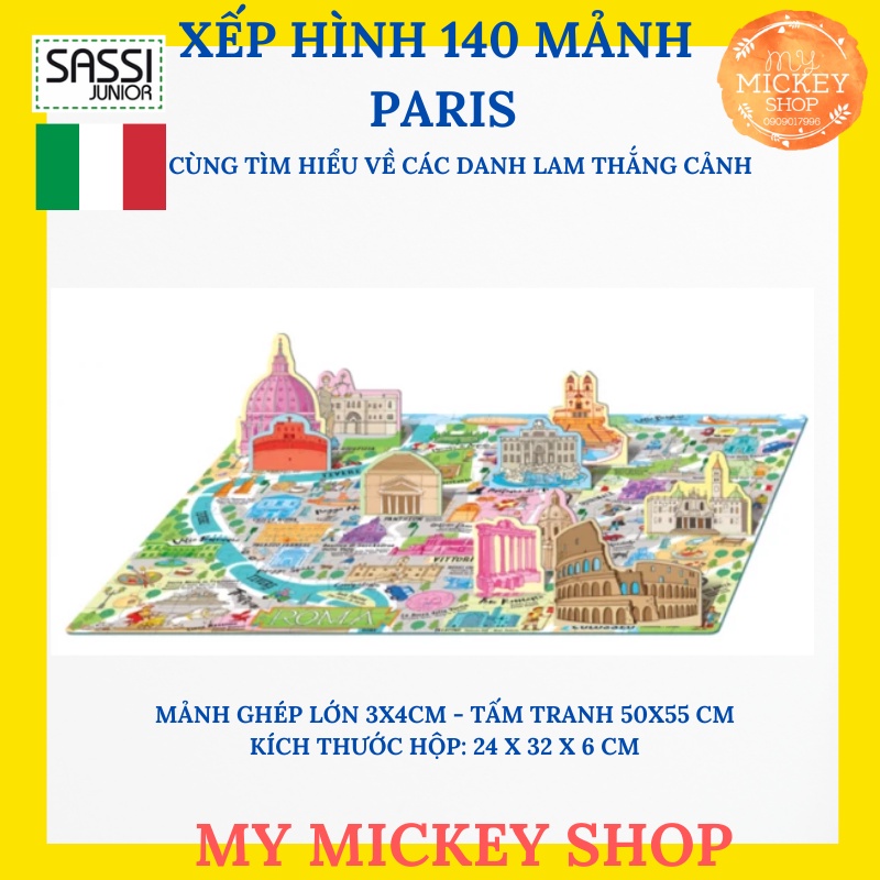 Bộ xếp hình 140 mảnh chủ đề thành phố 3 mẫu cho bé 5 6 7 tuổi chính hãng Sassi 140 pieces puzzle Cities My Mickey Shop