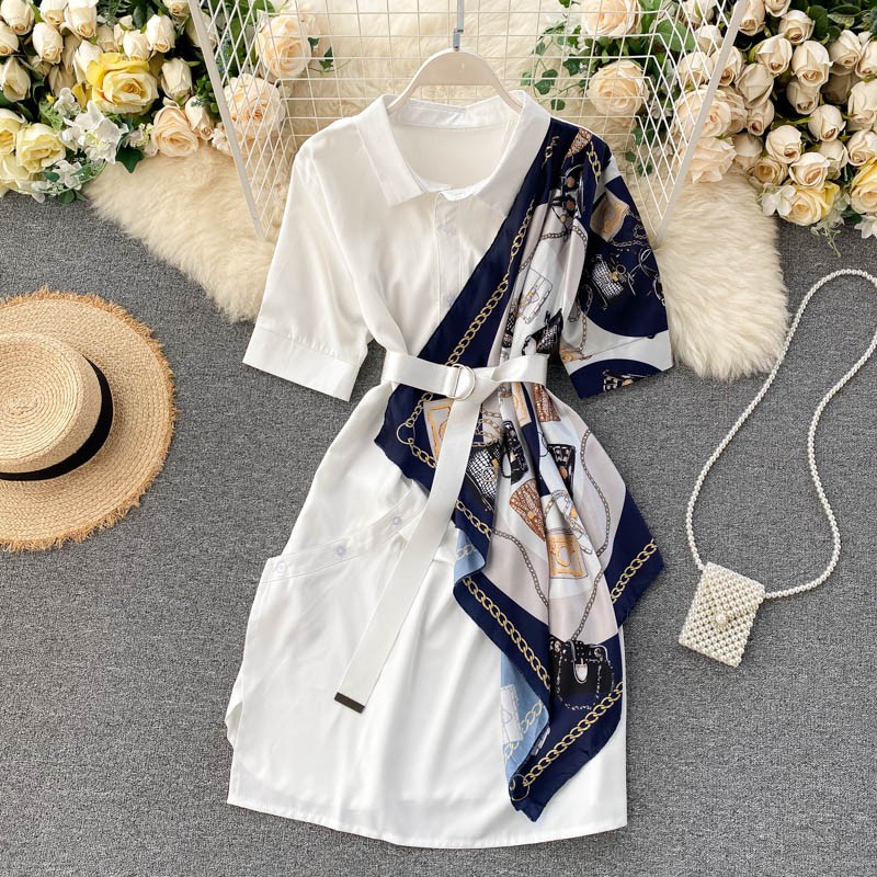 Đầm sơ mi lụa dáng chữ A sang chảnh váy nữ liền Đ371