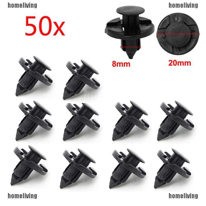 Set 50 Đinh Tán Nhựa 8mm Màu Đen Cho Xe Hơi