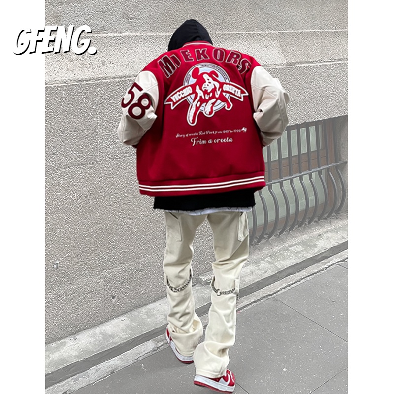 Châu Âu và Mỹ phong cách retro thư thêu vibe phong cách bóng chày áo khoác đồng phục nam hiphop cặp đôi áo khoác