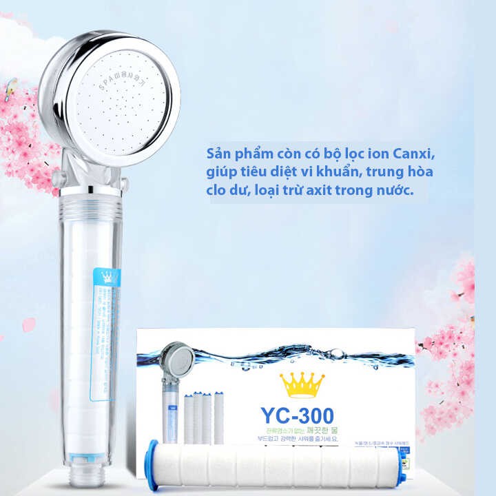 Vòi sen YC-300 tăng áp lõi lọc nước khử khuẩn Hàn Quốc - Tặng thêm 1 lõi lọc - VL