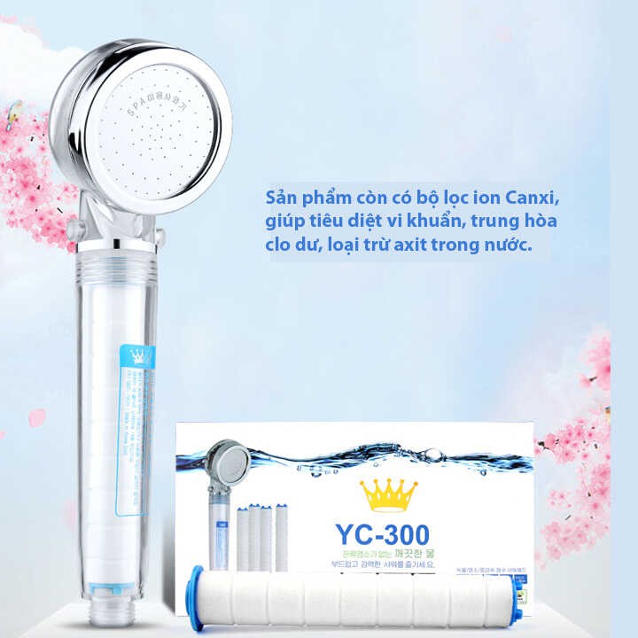 Vòi sen YC-300 tăng áp lõi lọc nước khử khuẩn Hàn Quốc - Tặng thêm 1 lõi lọc