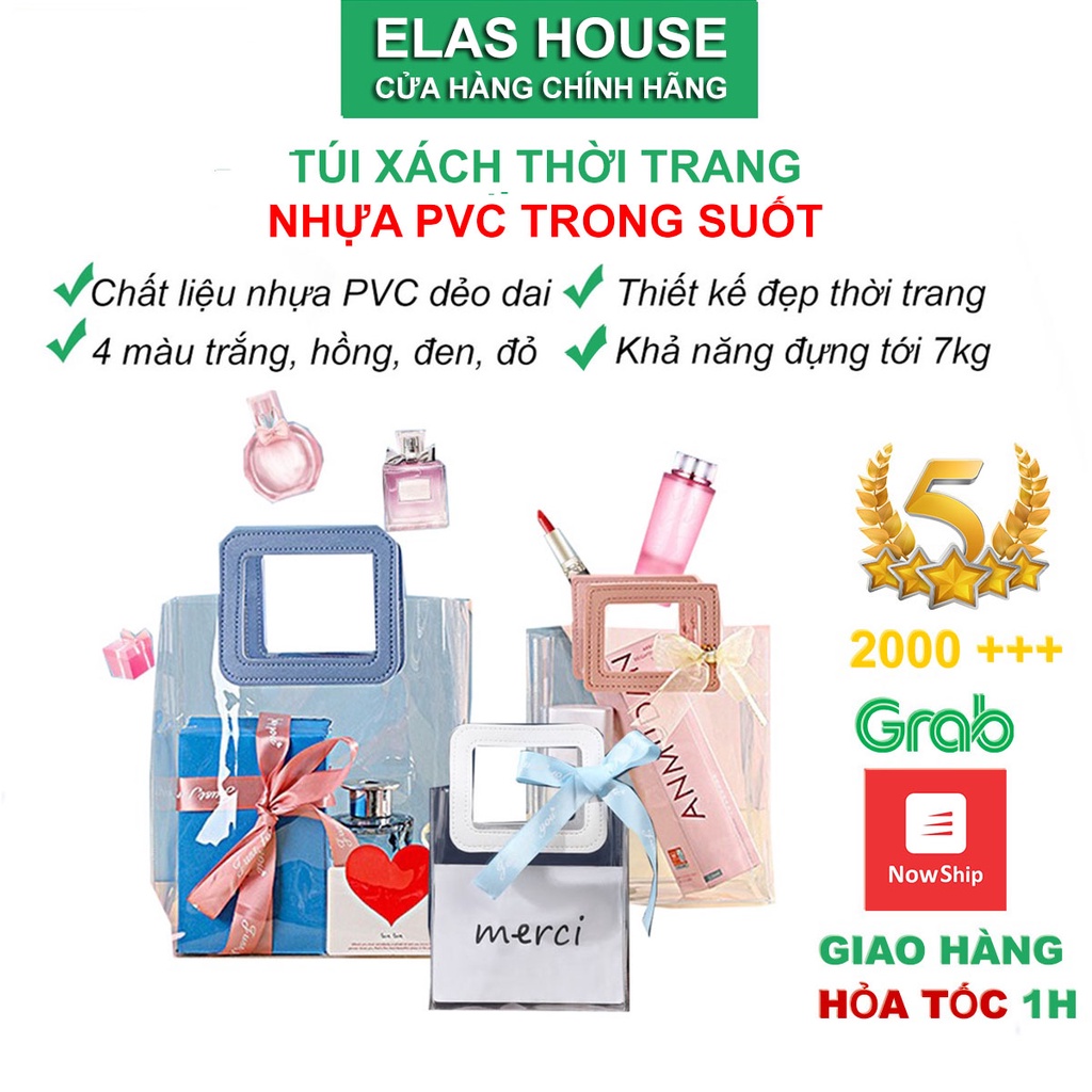 Túi Xách Nhựa Trong Suốt Độc Đáo Đựng Mĩ Phẩm Phụ Kiện Phong Cách Thời Trang Hàn Quốc