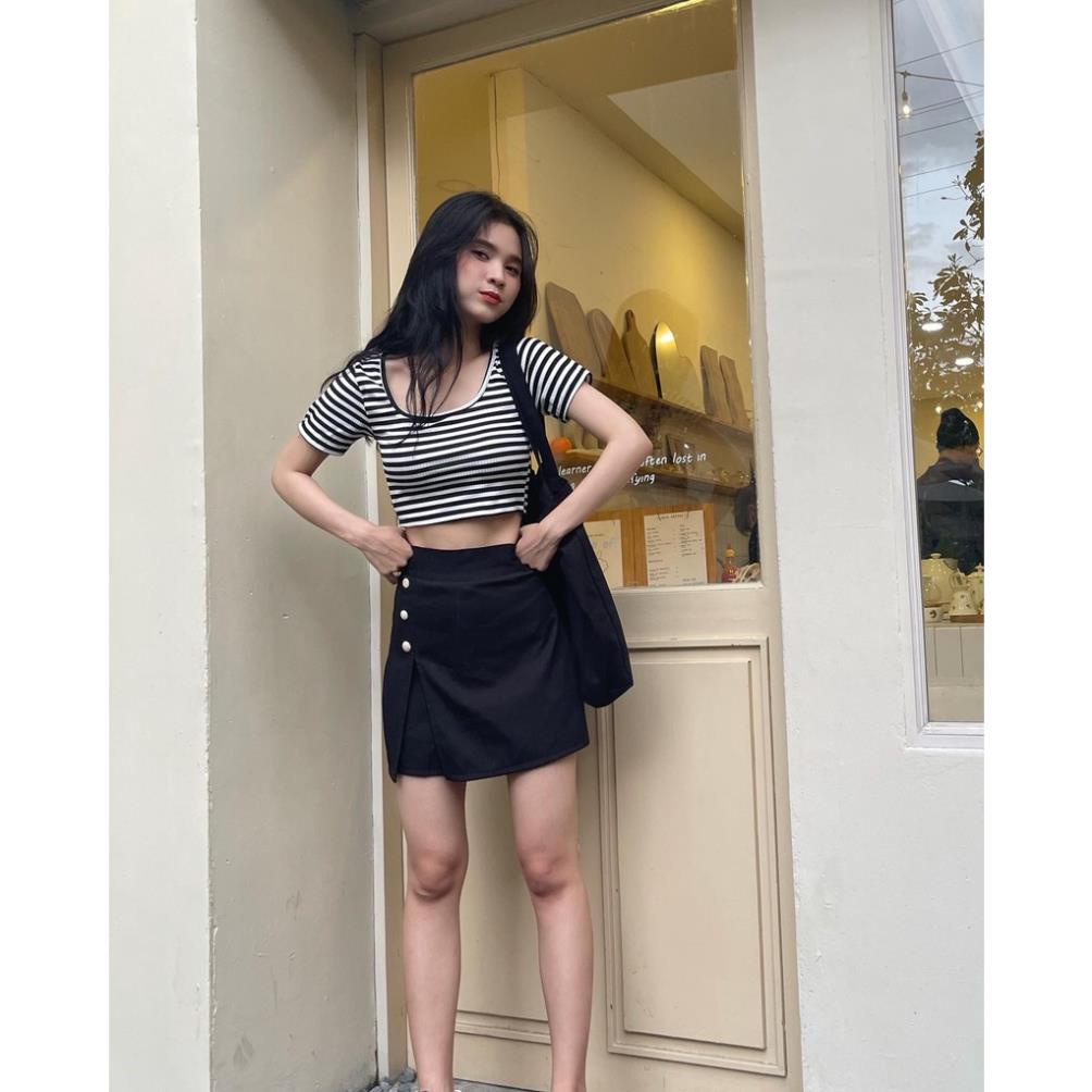 Quần giả váy nữ dáng ngắn chữ A chất tuyết mưa HÀNG ĐẸP quần váy có khuy giả BIGSIZE S - 3XL, Quần váy ngắn dáng chữ A