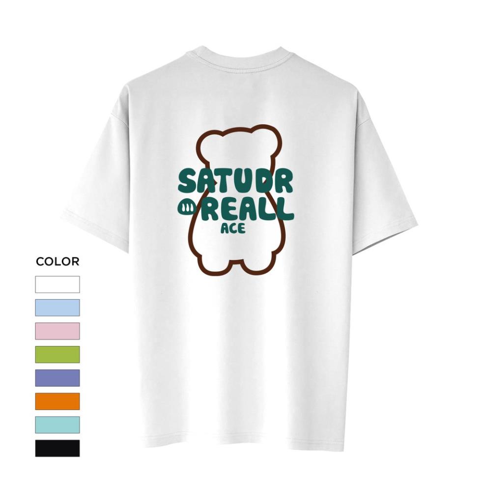 Áo thun nam nữ in gấu SATUDR REALL COTTON (V76)