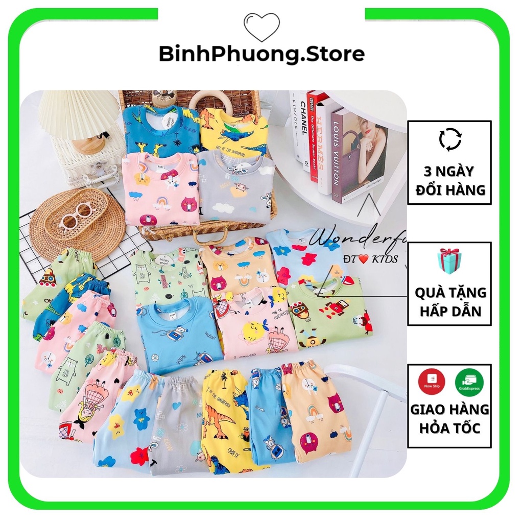 Bộ Thu Đông Cho Bé, Bộ Đồ Dài Tay Quần Áo Thun Nỉ Bông Chất Dày Cho Trẻ Em Bé Trai Gái Binhphuong.Store