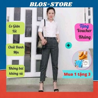 Quần Baggy Nữ Công Sở 🍀FRRESHIP🍀 Quần Tây Cạp Cao RAVI Form Suông-Baggy Caro Vải Không Ra Màu