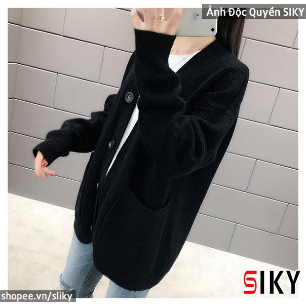 Áo Khoác Cardigan Len Dệt Kim Cổ Chữ V Màu Trơn Xinh Xắn Cho Nữ | BigBuy360 - bigbuy360.vn