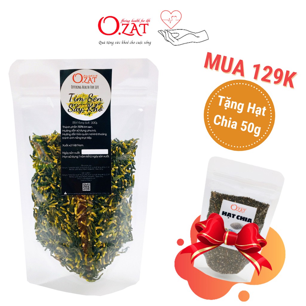 Trà tim sen O.ZAT 100g - giúp ngủ ngon an thần thanh nhiệt giải độc ổn định nhịp tim