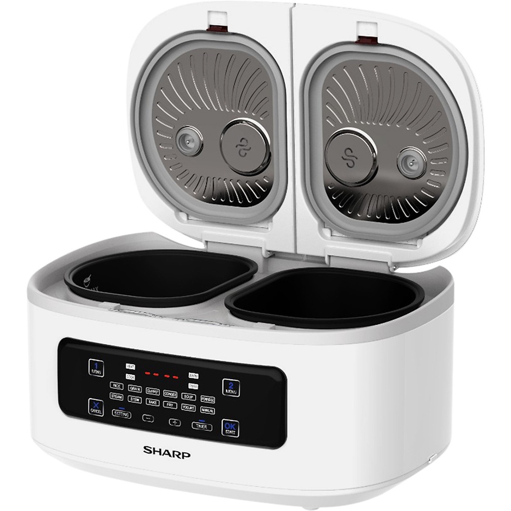 [Mã ELHADEV giảm 4% đơn 300K] Nồi đôi đa năng Twin Cooker Sharp KN-TC50VN-WH 1.8L