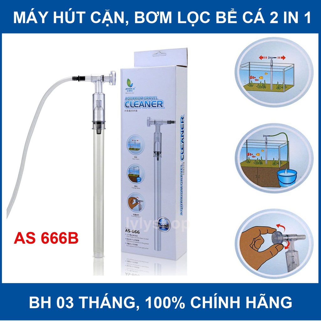 [ CÓ VIDEO] Máy hút cặn hồ cá AS-666B dùng cho hồ cá cảnh, hồ thủy sinh ( dạng cơ)