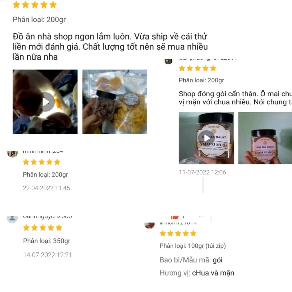 Xí muội ô mai đào chua ngọt không hạt 200gr- 350gr Gốc Đà Lạt Minh Tiến Farm