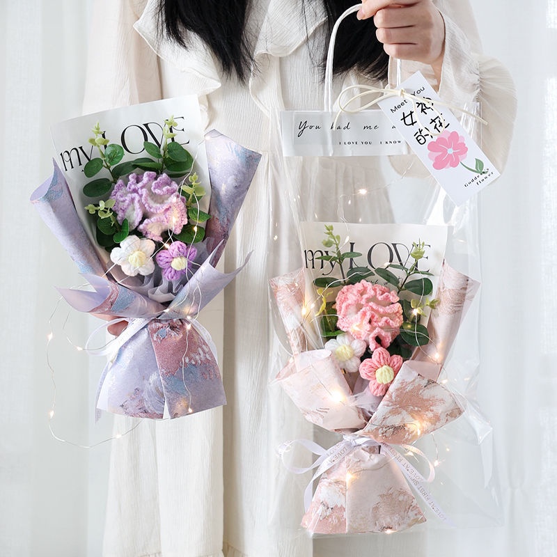 Sản Phẩm Hoàn Thiện Bó Hoa Cẩm Chướng Bằng Len Thủ Công Sáng Tạo Làm Quà Tặng Sinh Nhật Bạn Gái / Mẹ Cho Bạn Gái