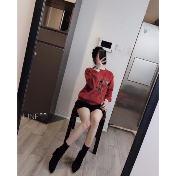 ÁO NỈ PHỐI CỔ REN TRẮNG CHỮ HOA NỔI SIÊU XINH