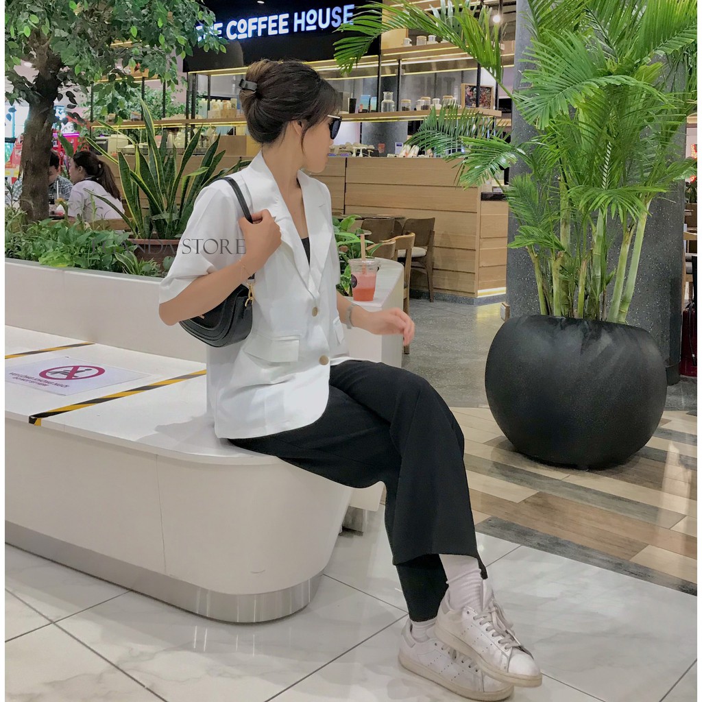 Áo Blazer ngắn tay bồng 1 lớp túi hộp form lửng, áo blazer tay ngắn, dài, kiểu dáng croptop nhiều màu style Hàn Quốc