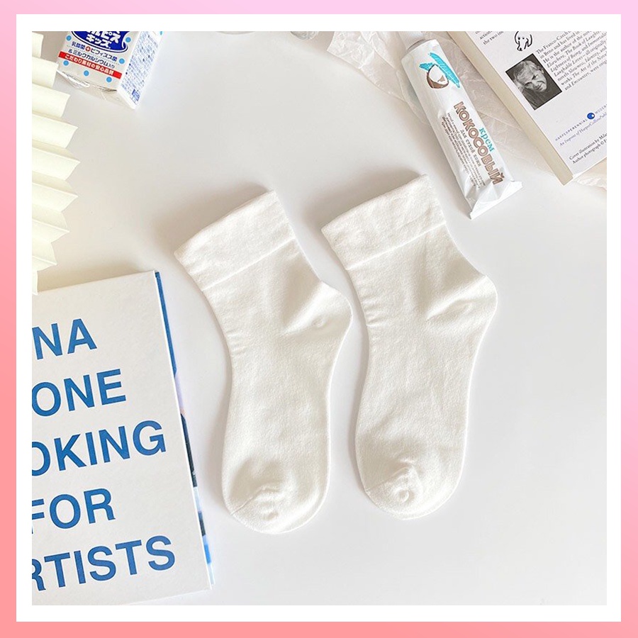 Tất nữ cổ cao cotton trắng tinh khôi phong cách Hàn quốc hot trend TAT05